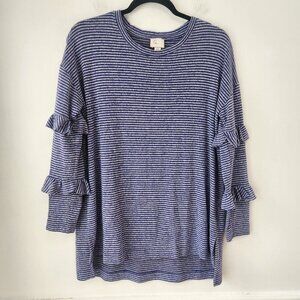Anthropologie Postmark Blue Striped Lightweight Knit Long Sleep Top Sweater XS